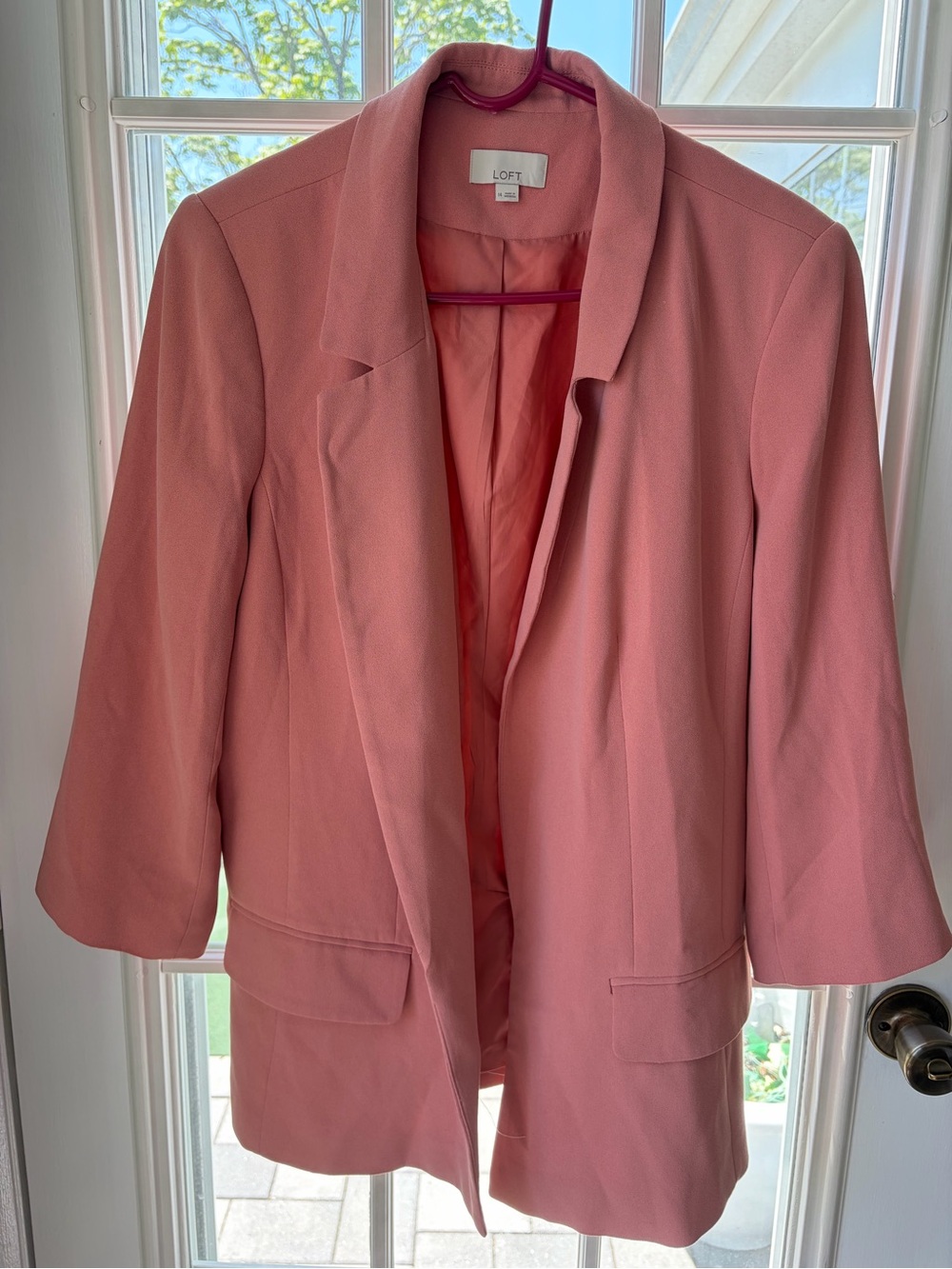 LOFT Dusty Pink Open-Front Blazer